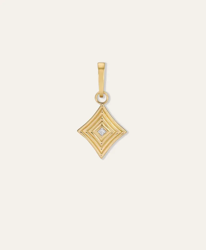 One of a Kind Groovy Geometric Diamond Lozenge Hinged Charm made by Adina Reyter