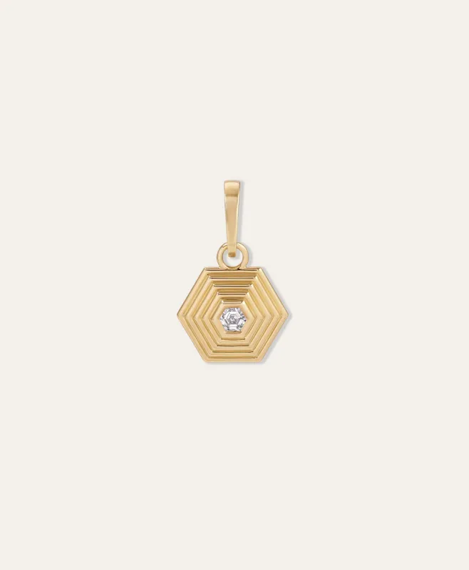 One of A Kind Groovy Geometric Diamond Hexagon Hinged Charm made by Adina Reyter