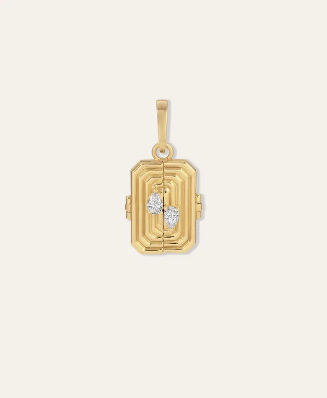 Large Groovy Rectangular Locket Hinged Charm - Lab Grown made by Adina Reyter