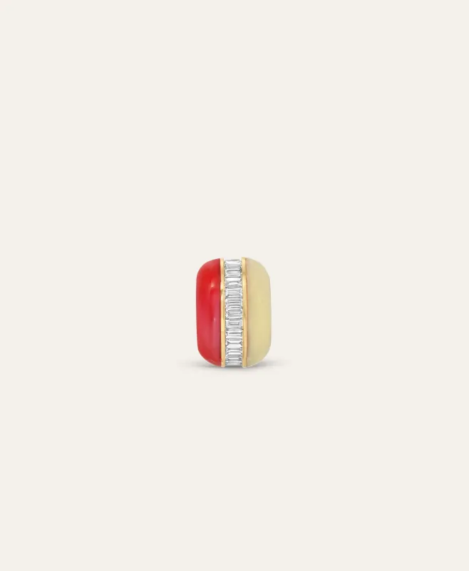Half and Half Red and Yellow Channel Baguette Big Bead made by Adina Reyter