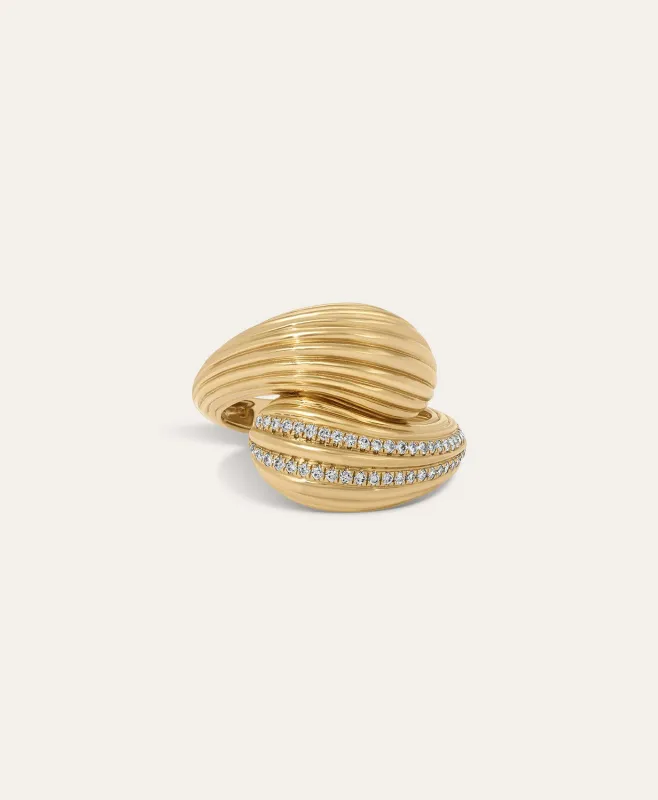 One of a Kind Groovy Pavé Organic Ring, Size 6 made by Adina Reyter