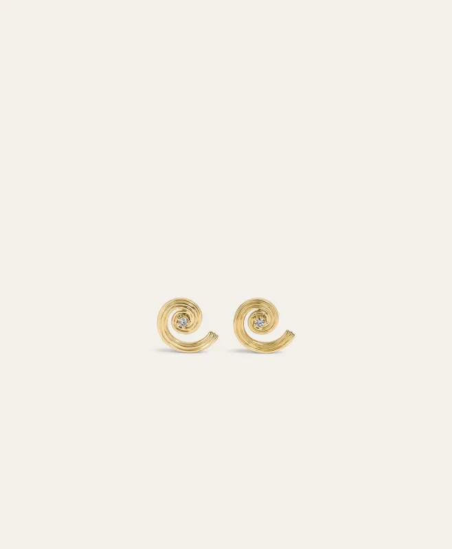 One of a Kind Groovy Spiral Diamond Earrings made by Adina Reyter