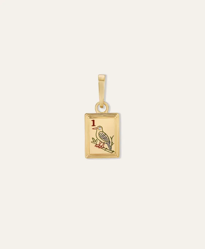 One of a Kind Groovy Mahjong Bamboo 1 Tile Hinged Charm made by Adina Reyter