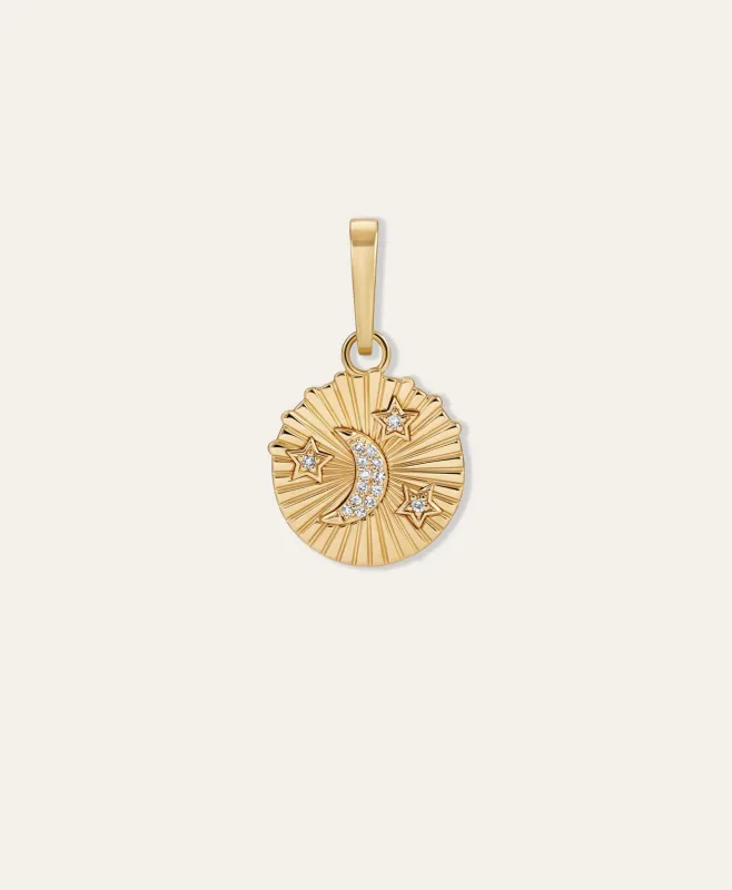 One of a Kind Groovy Diamond Celestial Hinged Charm made by Adina Reyter