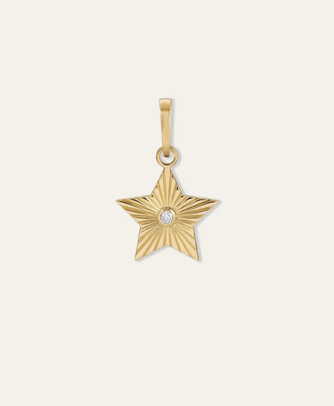 One of a Kind Groovy Diamond Star Rays Hinged Charm made by Adina Reyter