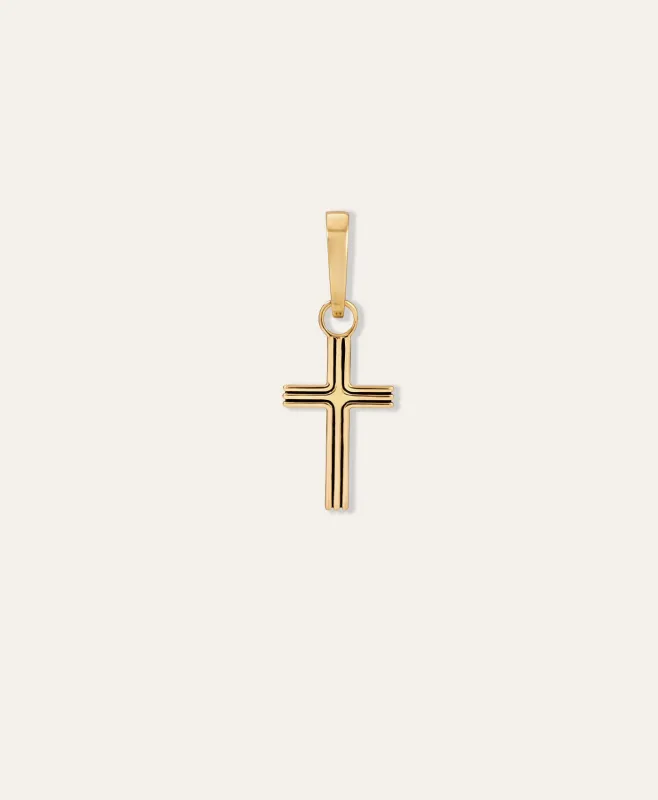 One of a Kind Mens Groovy Center Detail Cross Charm made by Adina Reyter