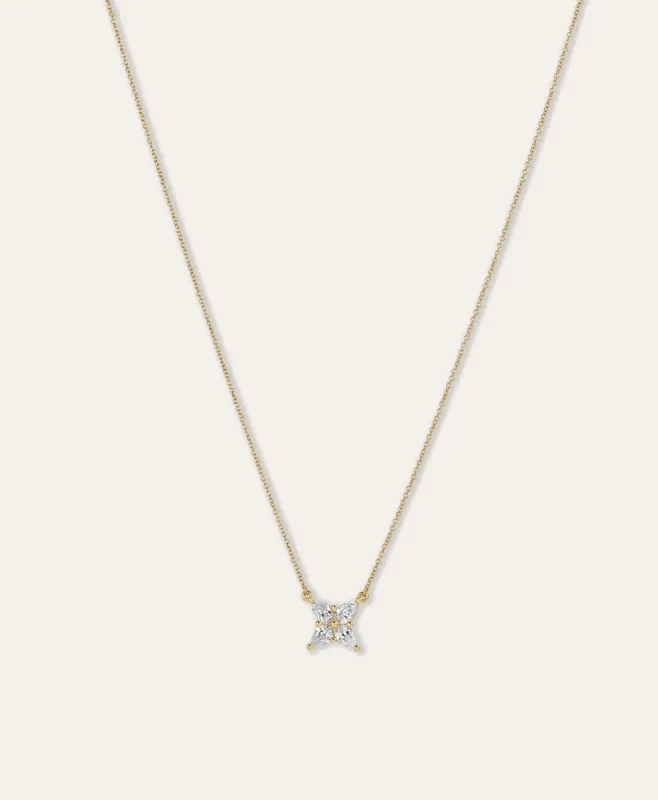 One of a Kind Diamond Marquis Petal Flower Necklace made by Adina Reyter
