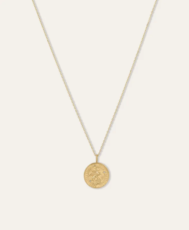 One of a Kind Medallion Diamond Zodiac Necklace - Capricorn made by Adina Reyter