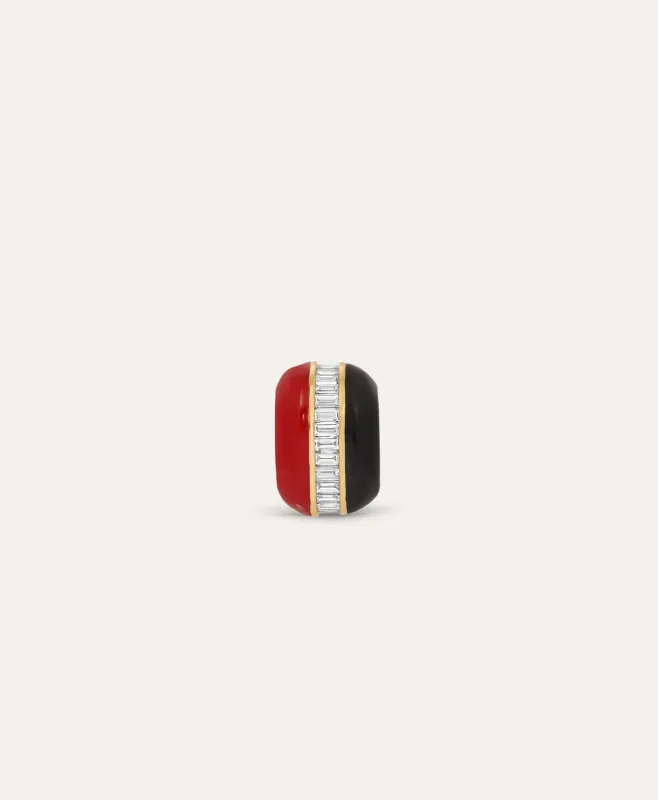 Half and Half Red and Black Channel Baguette Big Bead made by Adina Reyter
