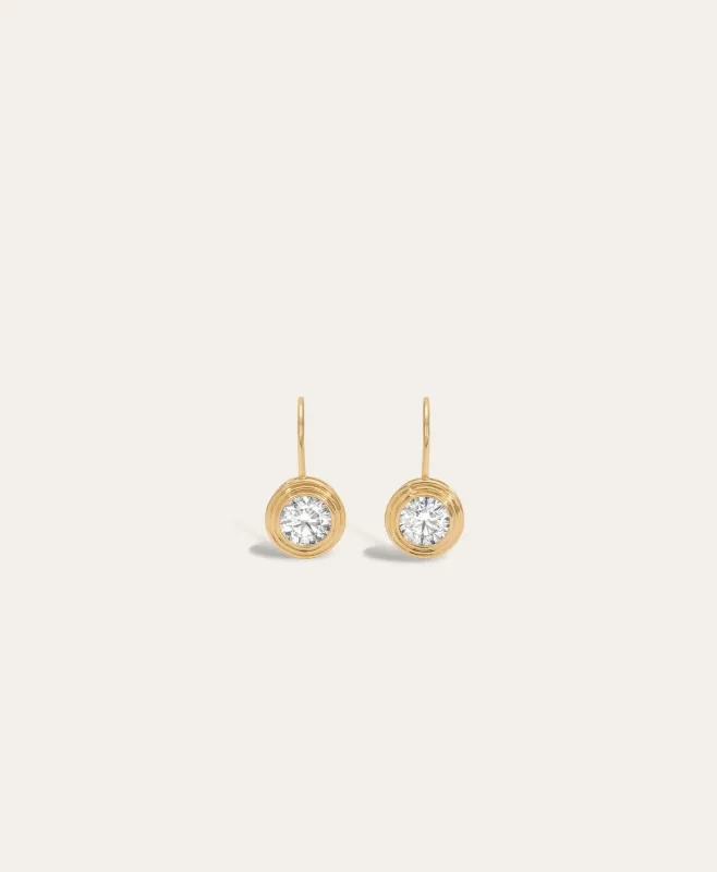 One of A Kind Groovy Solitaire Diamond Drop Earrings made by Adina Reyter