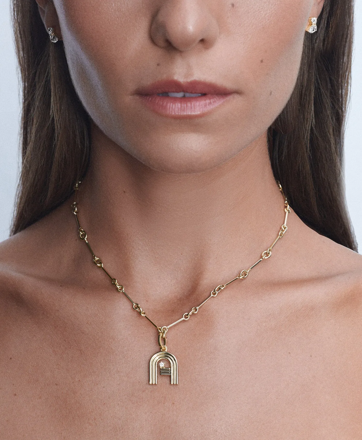 Groovy Diamond Initial Charm Necklace on Station Chain sold by Adina Reyter product image thumbnail 2