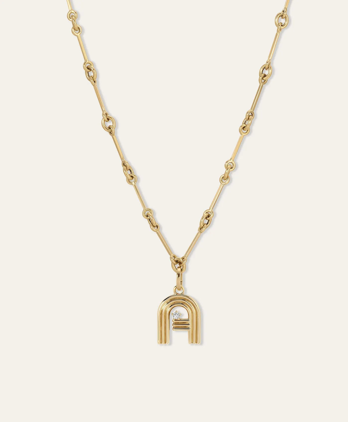Groovy Diamond Initial Charm Necklace on Station Chain sold by Adina Reyter