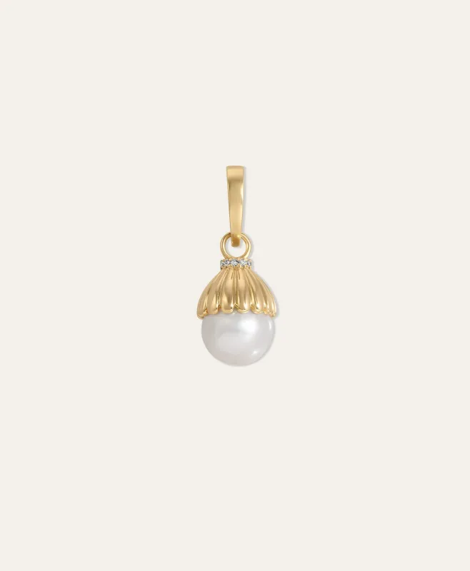 Groovy Pearl + Diamond Cone Hinged Charm made by Adina Reyter