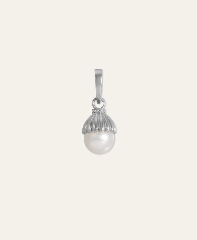 Groovy Pearl + Diamond Cone Hinged Charm made by Adina Reyter