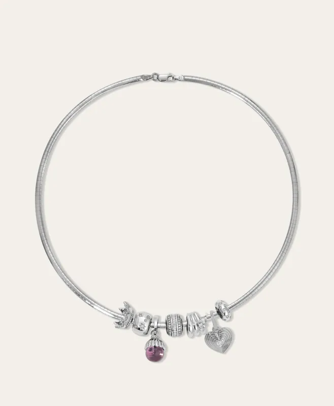 Fat Stack Diamond and Gemstone Charm Necklace made by Adina Reyter