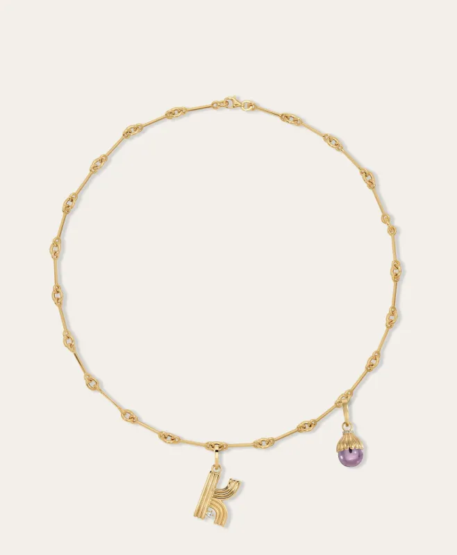 Name Drop Diamond and Gemstone Charm Necklace made by Adina Reyter