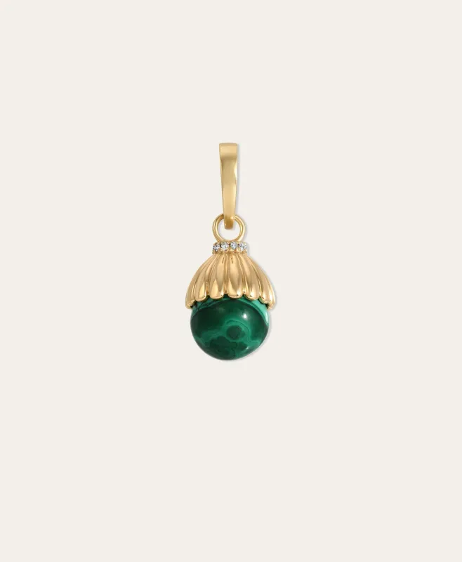 Groovy Malachite + Diamond Cone Hinged Charm made by Adina Reyter