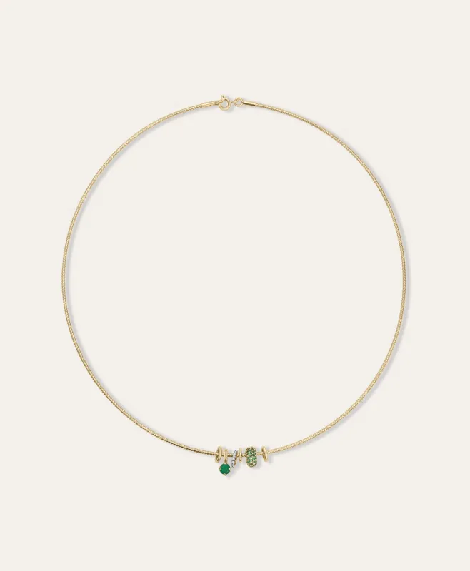 Green with Envy Mini Charm Collar Necklace made by Adina Reyter