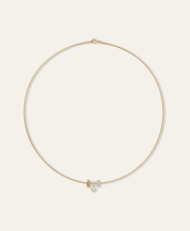 Royal Diamond Trio Mini Bead Collar Necklace made by Adina Reyter