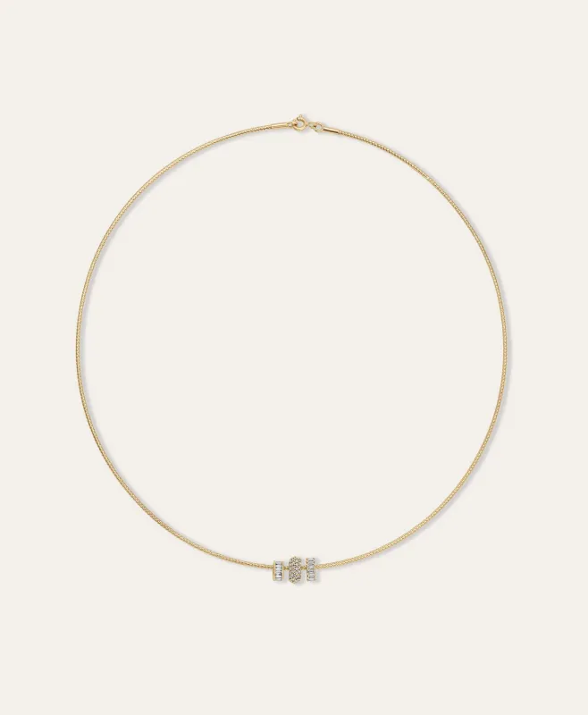 Diamond Trio Mini Bead Collar Necklace made by Adina Reyter