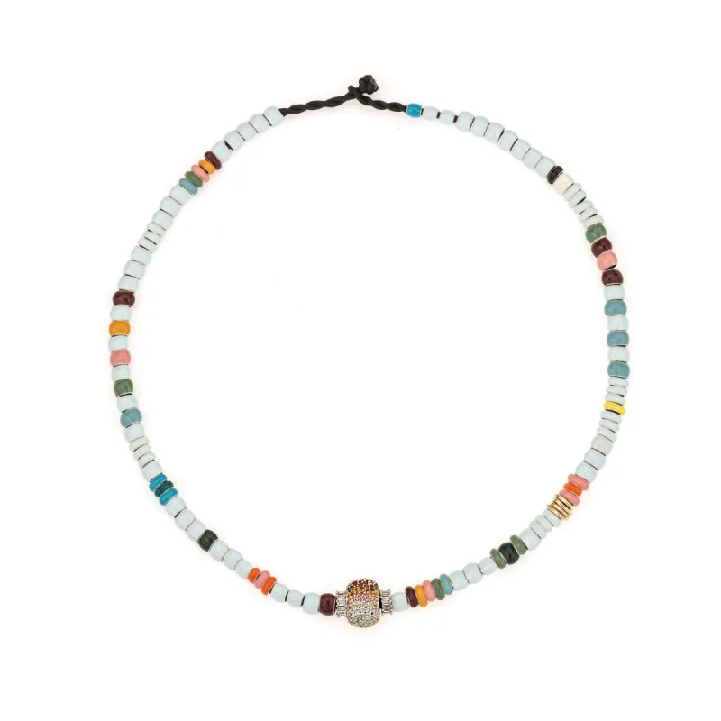 One of a Kind Full Enamel Bead Party Crown Jewel Big Bead Necklace sold by Adina Reyter