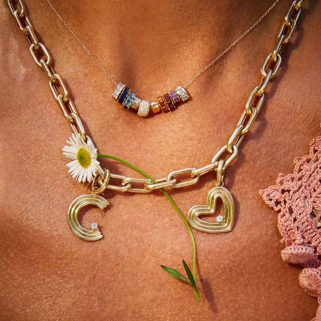 7mm Groovy Italian Chain Initial Necklace sold by Adina Reyter product image thumbnail 2