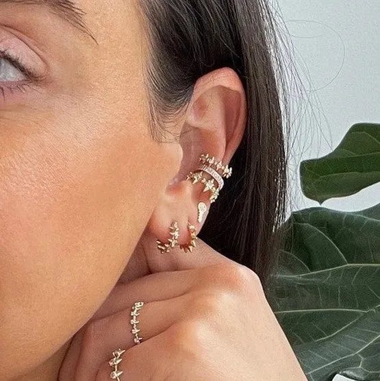 London Pave Spike Huggie Hoops sold by Adina Reyter product image thumbnail 2