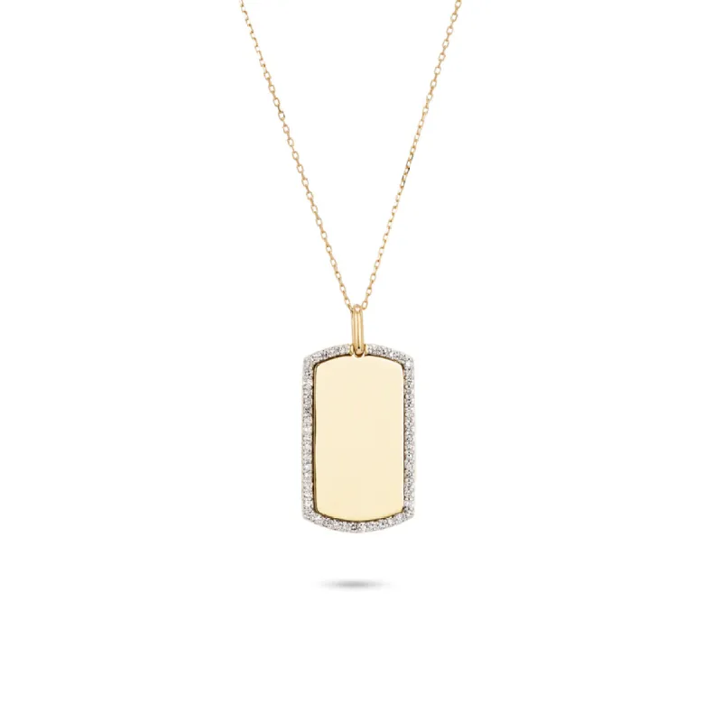 Pavé Dog Tag Necklace sold by Adina Reyter
