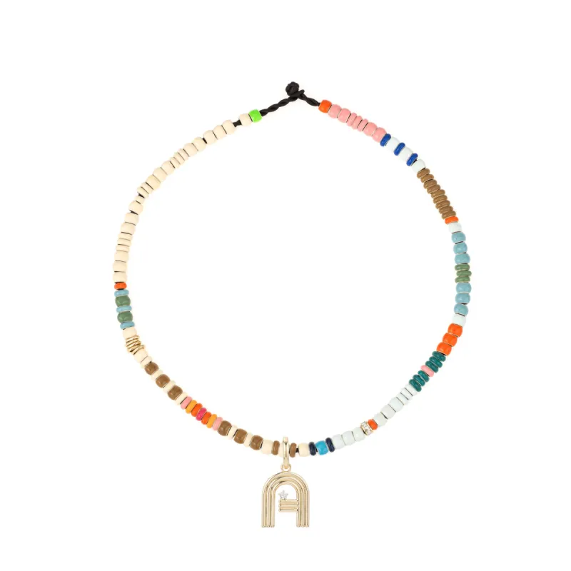 Bead Party Full Enamel Boardwalk Initial Necklace sold by Adina Reyter