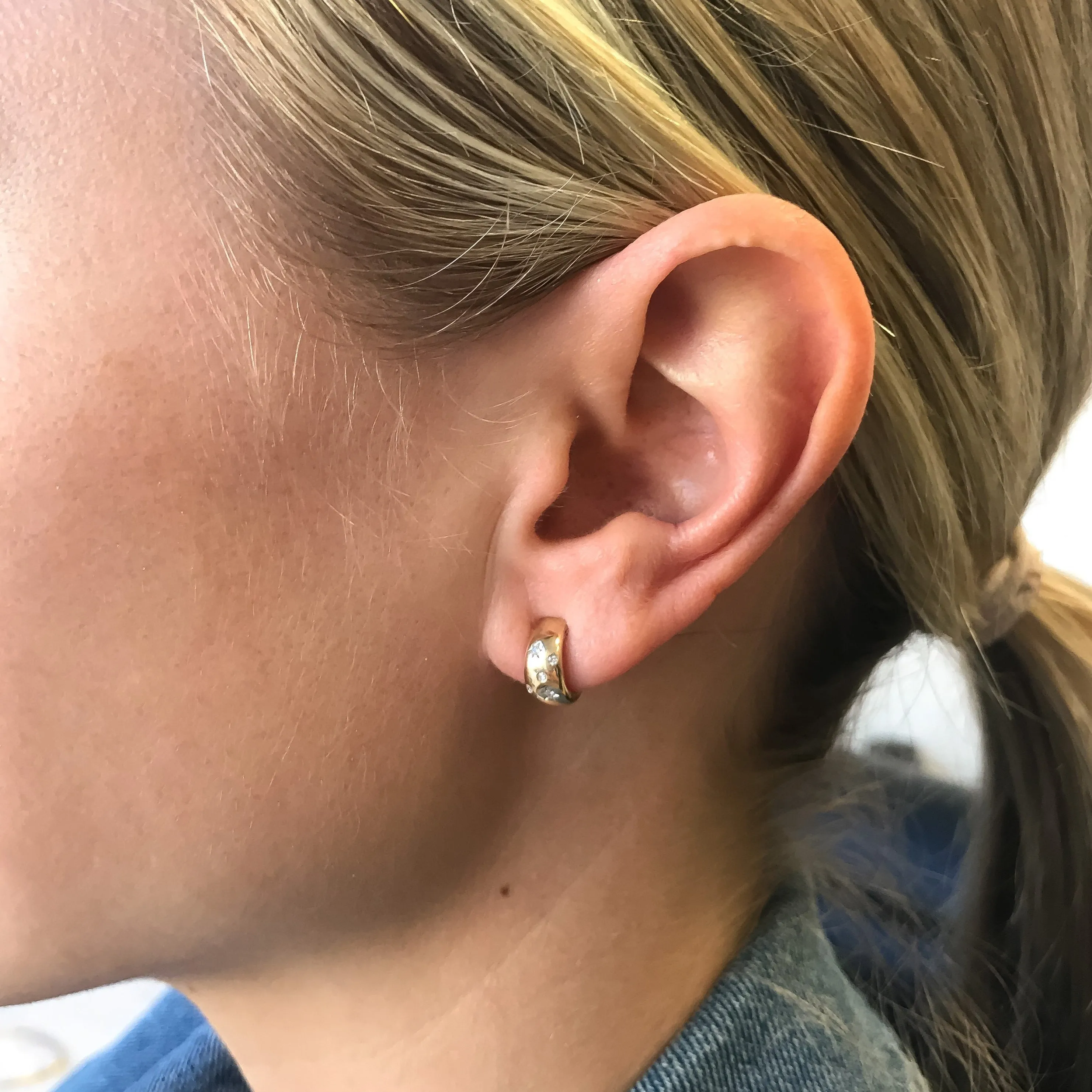 Celestial Diamonds Wide Huggie Hoops sold by Adina Reyter product image thumbnail 2