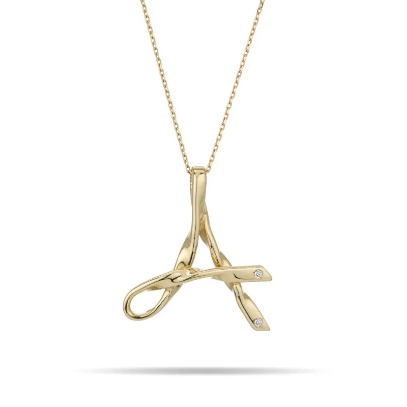 Diamond  Twist Initial Necklace Letter A sold by Adina Reyter