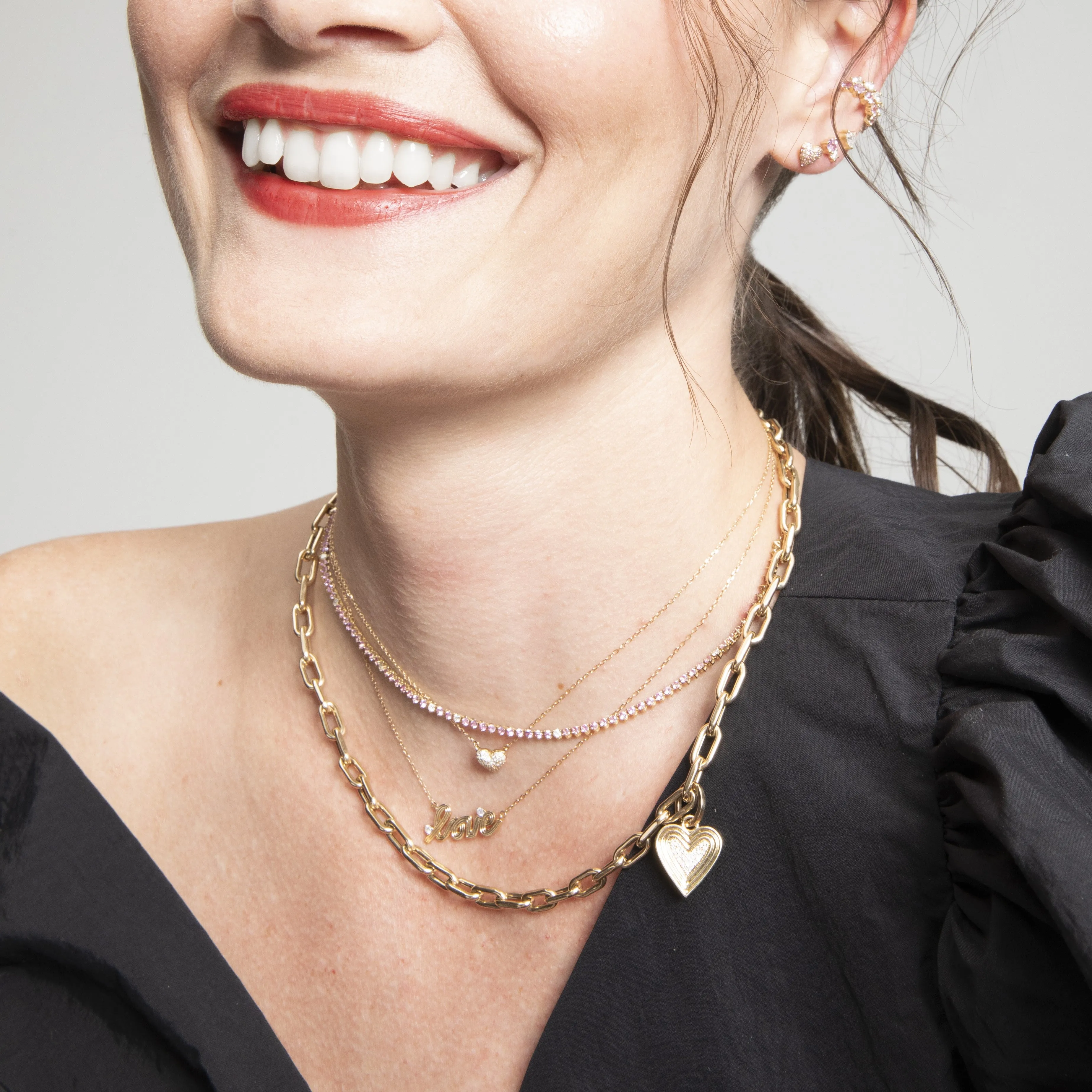 Diamond Puffy Heart Necklace sold by Adina Reyter product image thumbnail 2