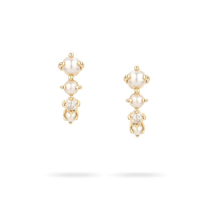 Pearl + Diamond J Hoops sold by Adina Reyter