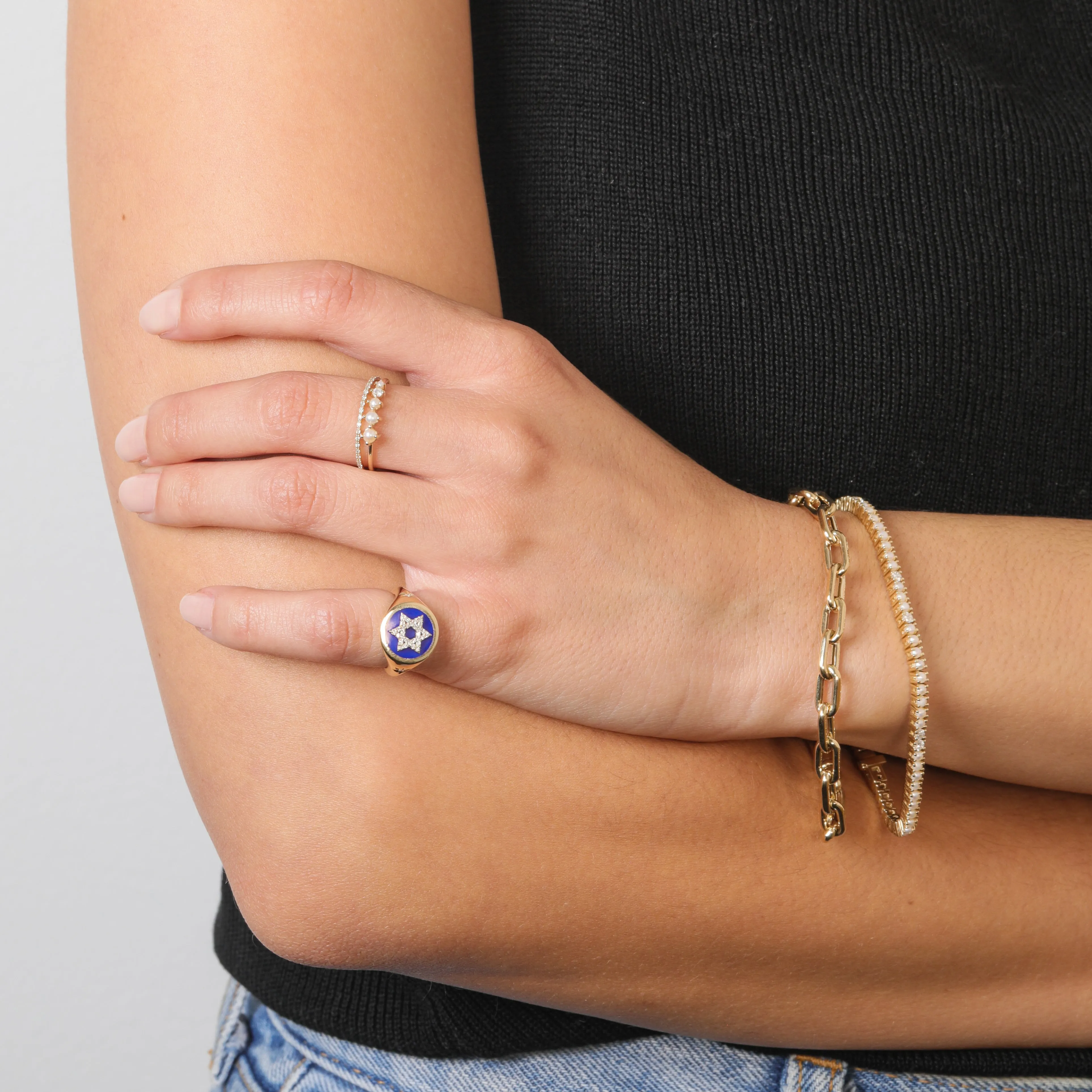 Ceramic + Pavé Star of David Signet Ring sold by Adina Reyter product image thumbnail 3