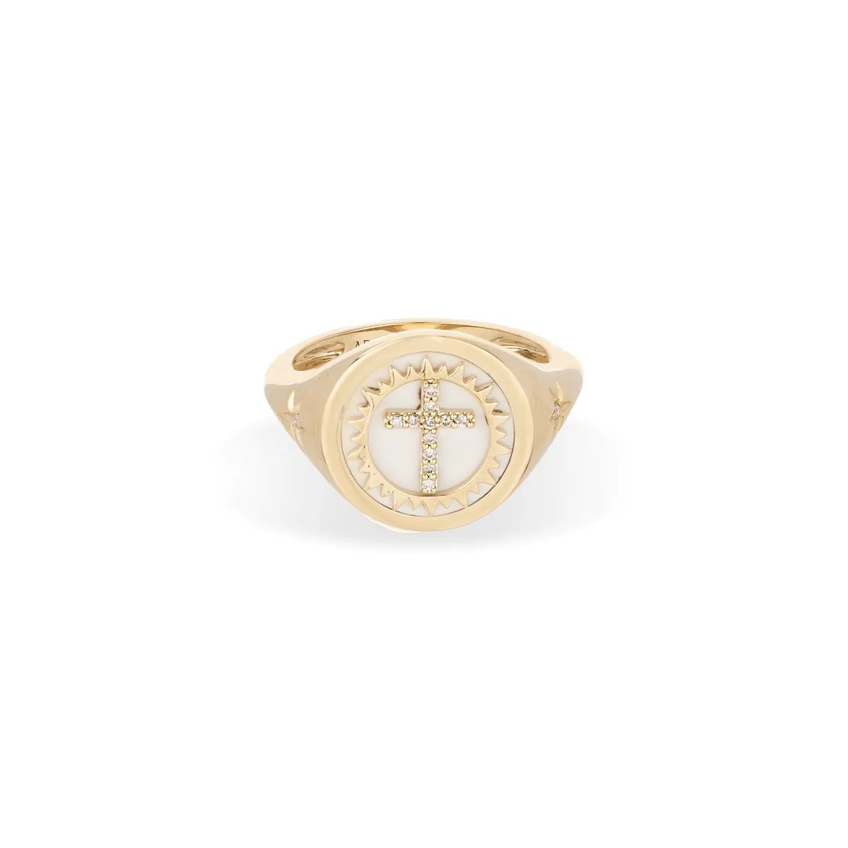 Ceramic + Pavé Cross Signet Ring sold by Adina Reyter