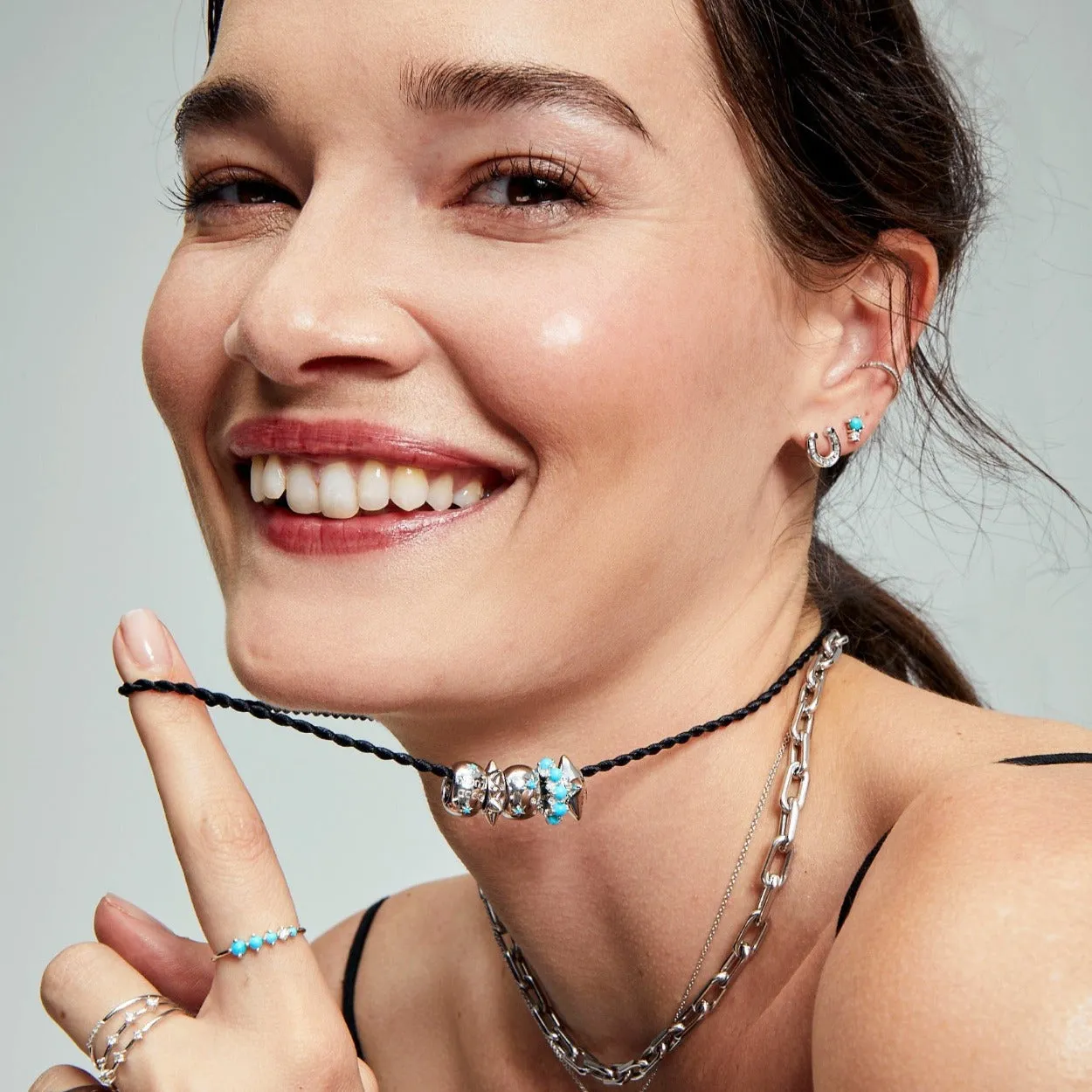 Turquoise + Diamond Celestial Big Bead in Sterling Silver sold by Adina Reyter product image thumbnail 2