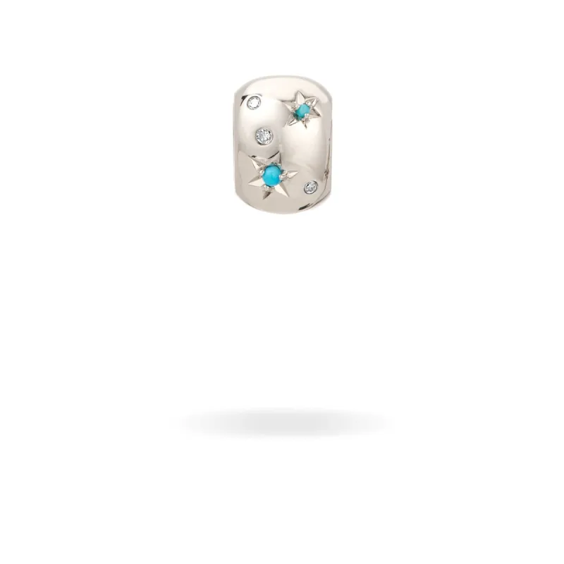 Turquoise + Diamond Celestial Big Bead in Sterling Silver sold by Adina Reyter