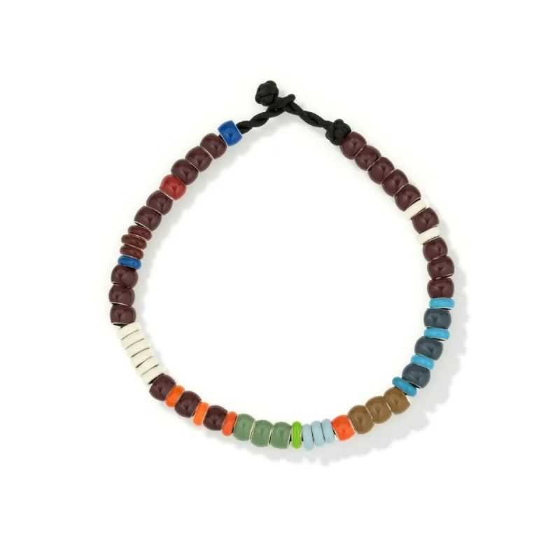 Bead Party Men's Maroon Multi Enamel Bracelet sold by Adina Reyter