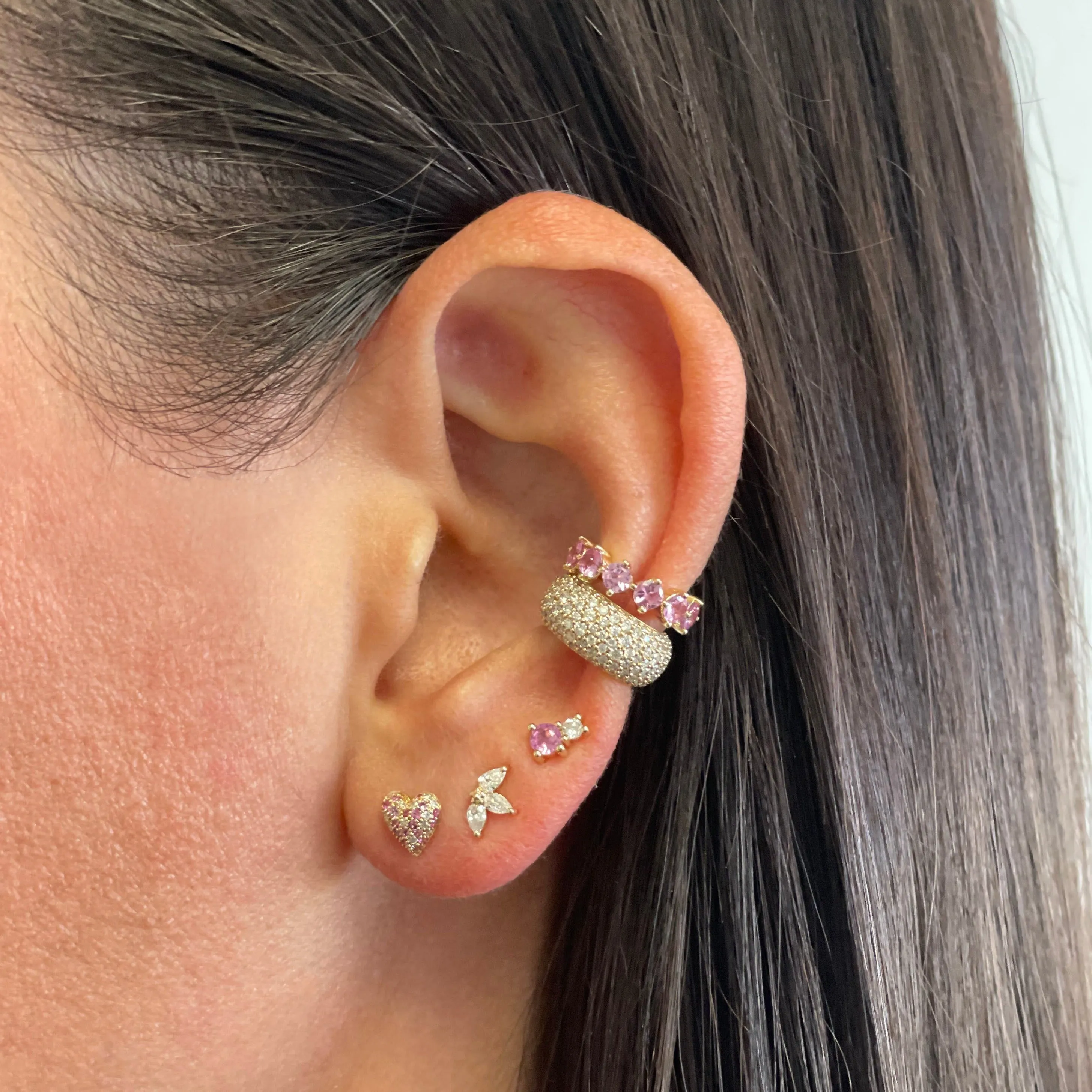 Pink Sapphire + Diamond Puffy Heart Posts sold by Adina Reyter product image thumbnail 2