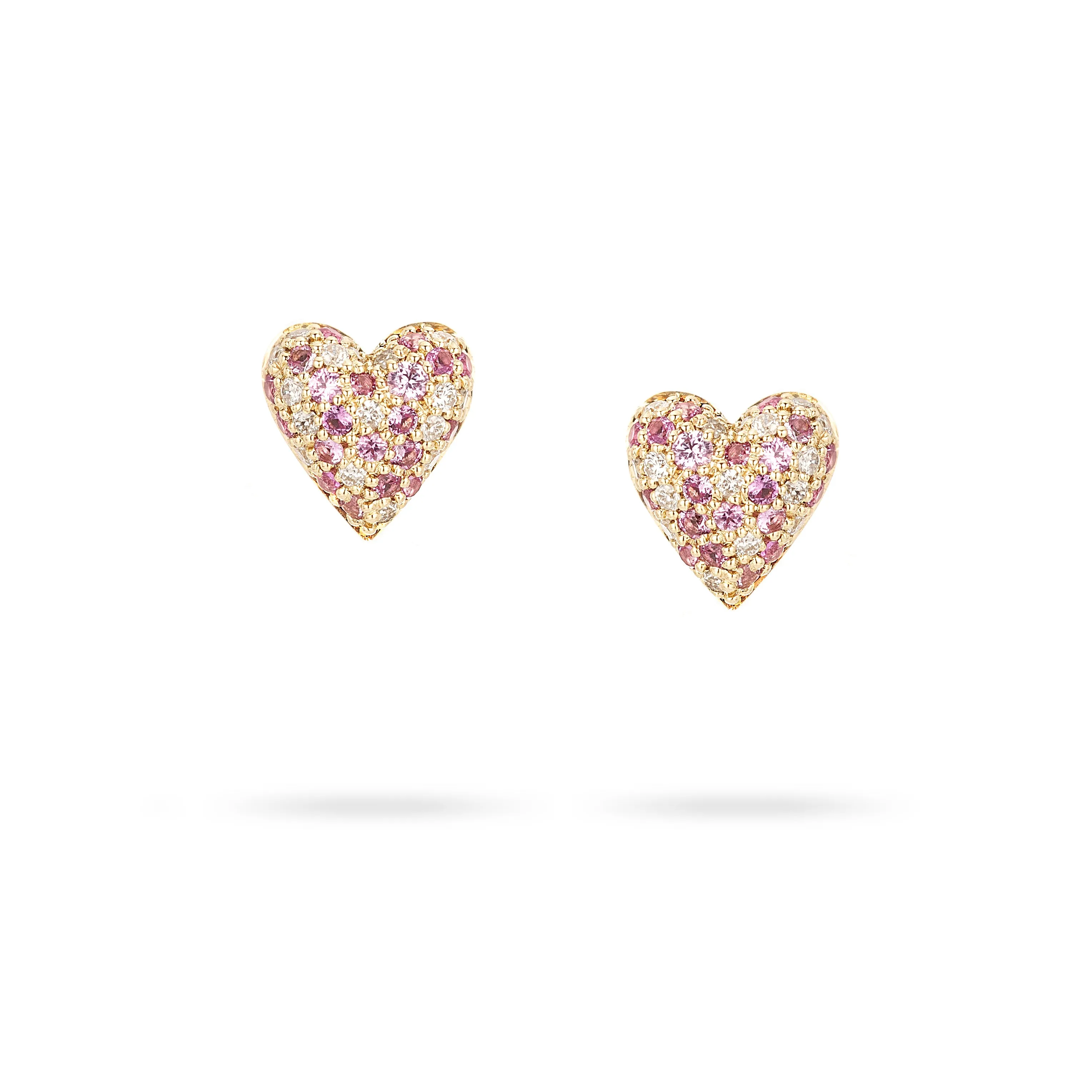 Pink Sapphire + Diamond Puffy Heart Posts sold by Adina Reyter