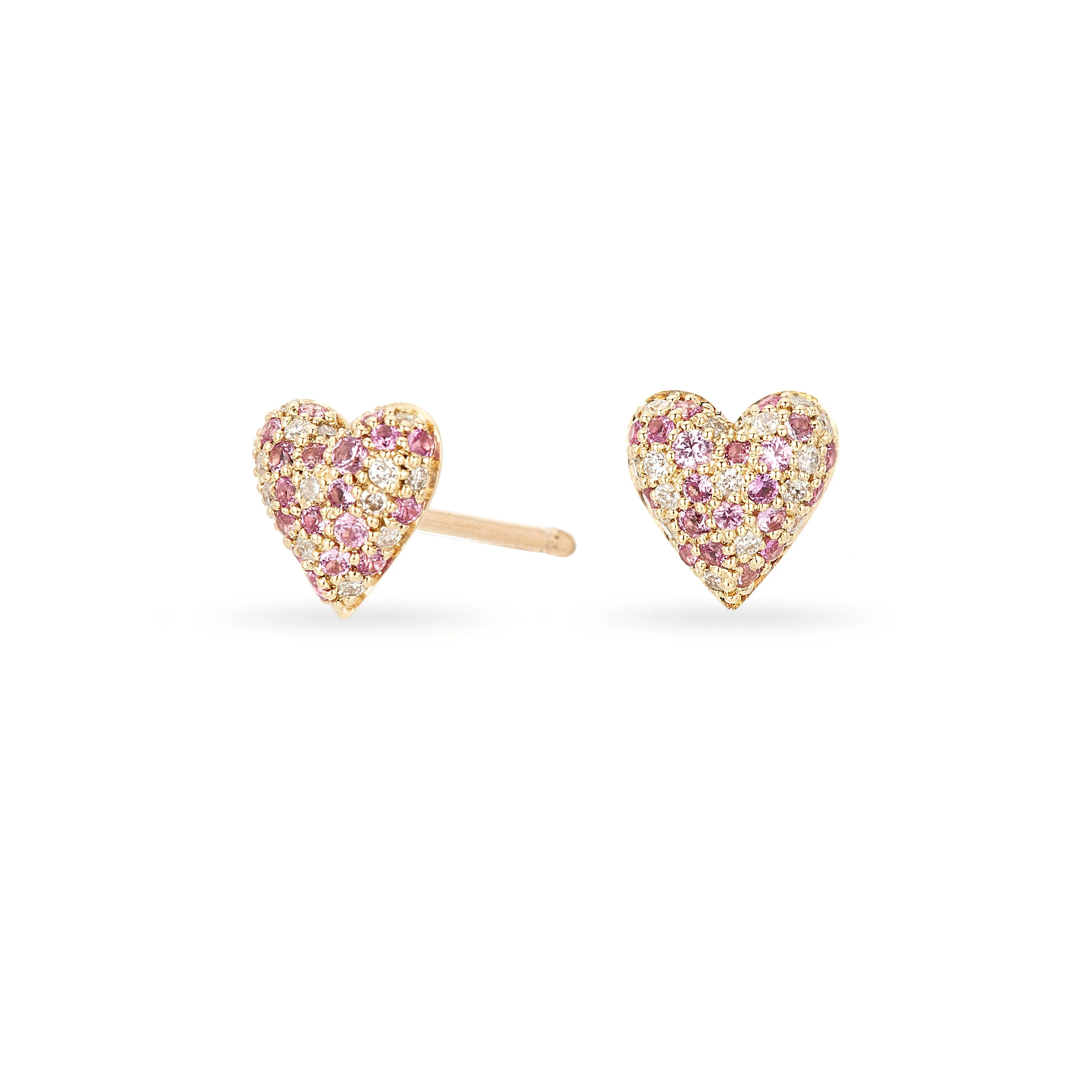 Pink Sapphire + Diamond Puffy Heart Posts sold by Adina Reyter product image thumbnail 3