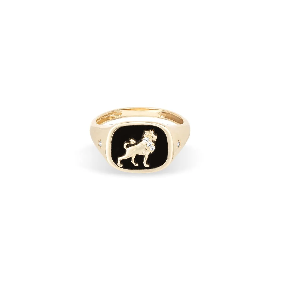 Zodiac Ceramic + Diamond Leo Signet Ring sold by Adina Reyter