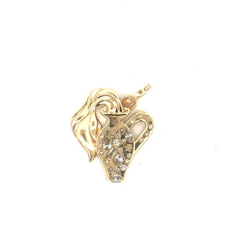 One of a Kind Mixed Diamond Aquarius Zodiac Hinged Charm sold by Adina Reyter