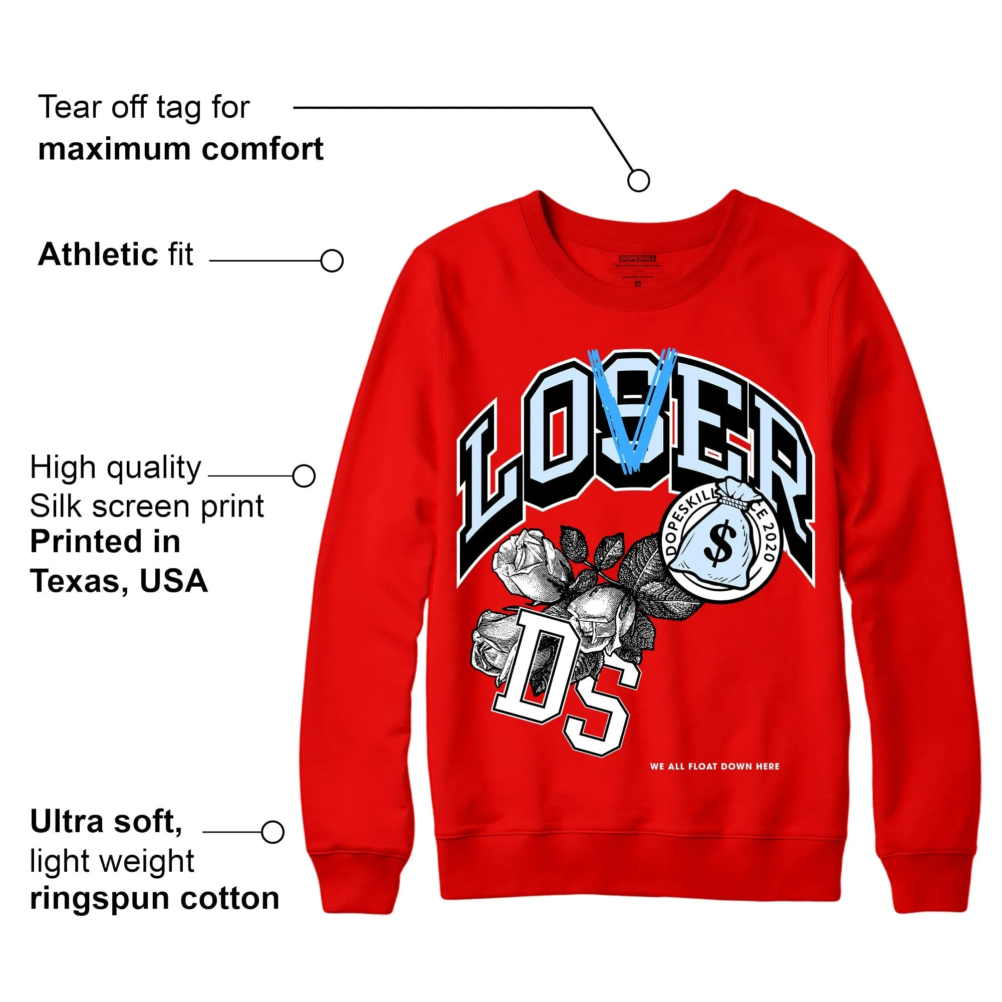 Cherry 11s DopeSkill Varsity Red Sweatshirt Loser Lover Graphic sold by Archiify product image thumbnail 2