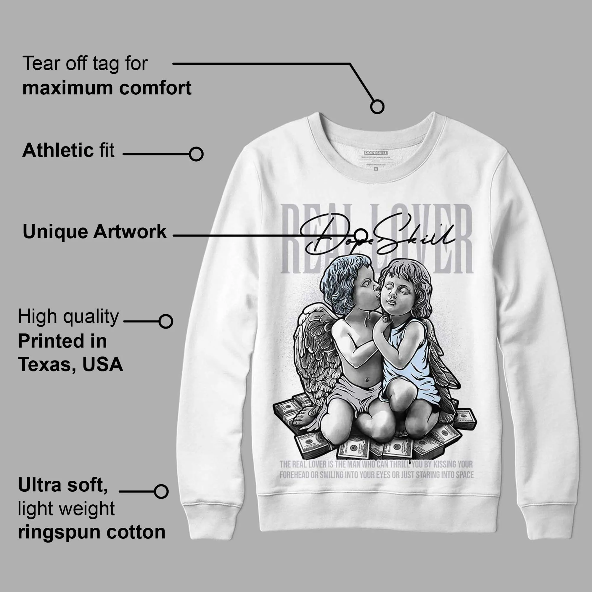 Cement Grey 11s DopeSkill Sweatshirt Real Lover Graphic sold by Archiify product image thumbnail 3