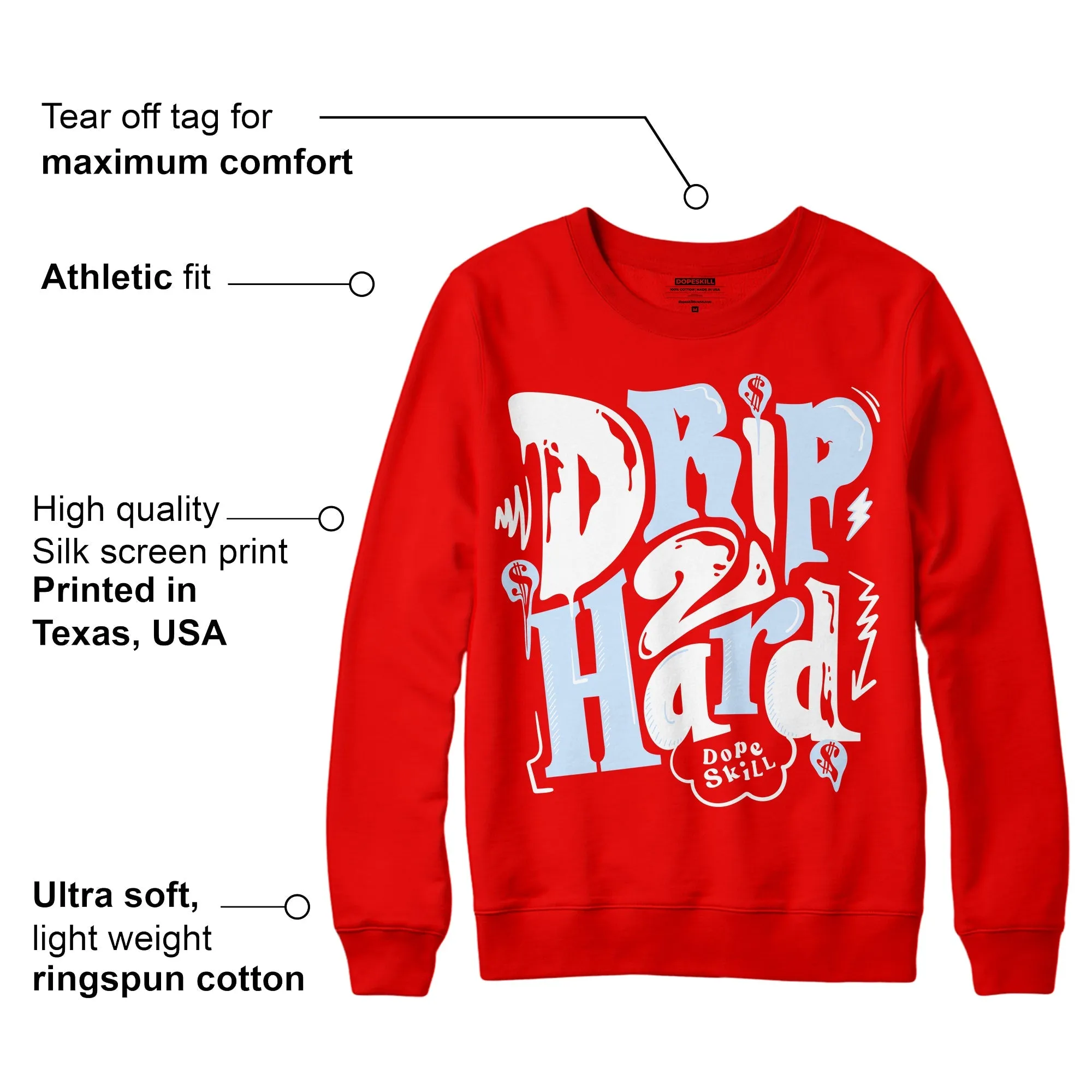Cherry 11s DopeSkill Varsity Red Sweatshirt Drip Too Hard Graphic sold by Archiify product image thumbnail 2