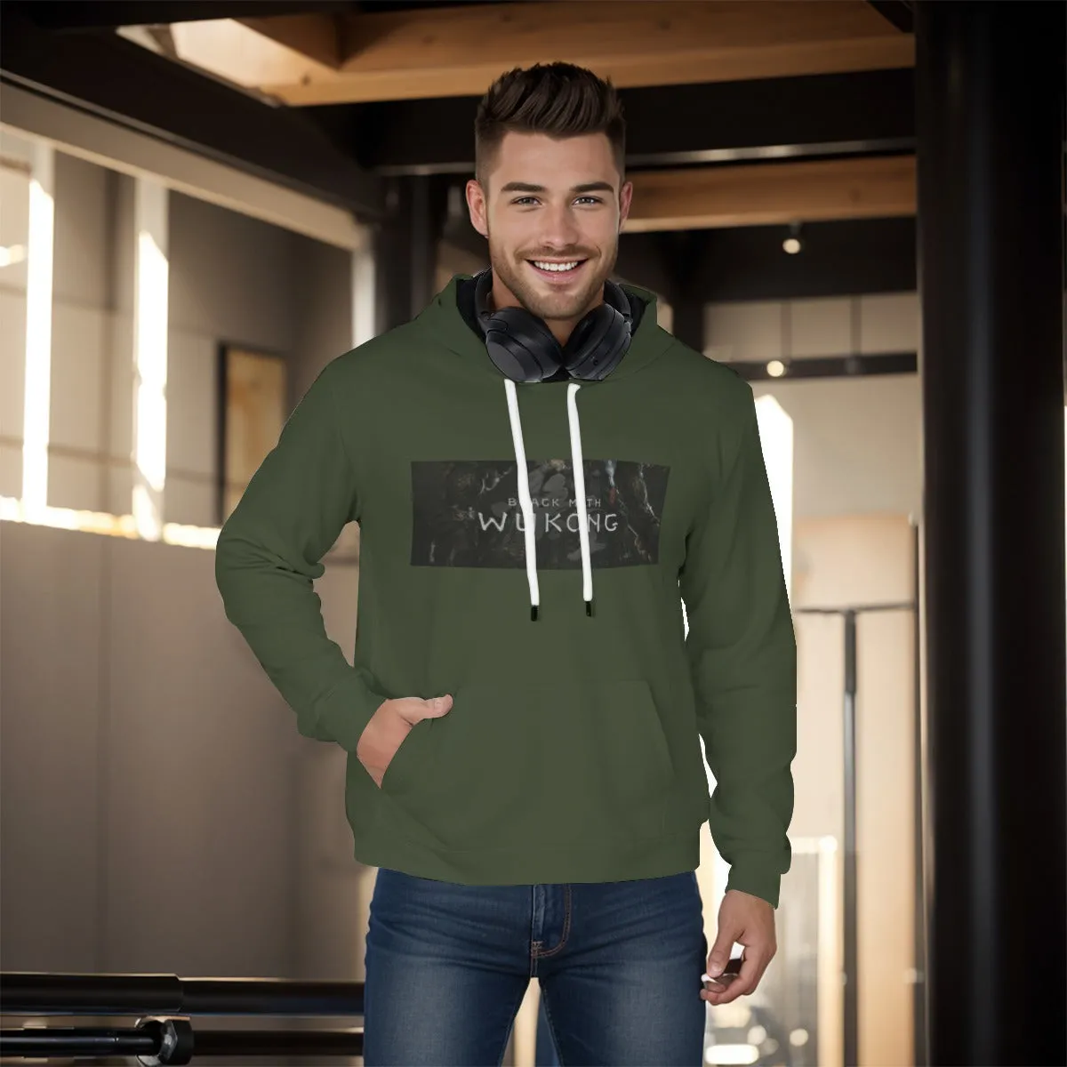 WuKong XIII Army Green All-Over Print Men's Pullover Hoodie sold by Archiify product image thumbnail 4
