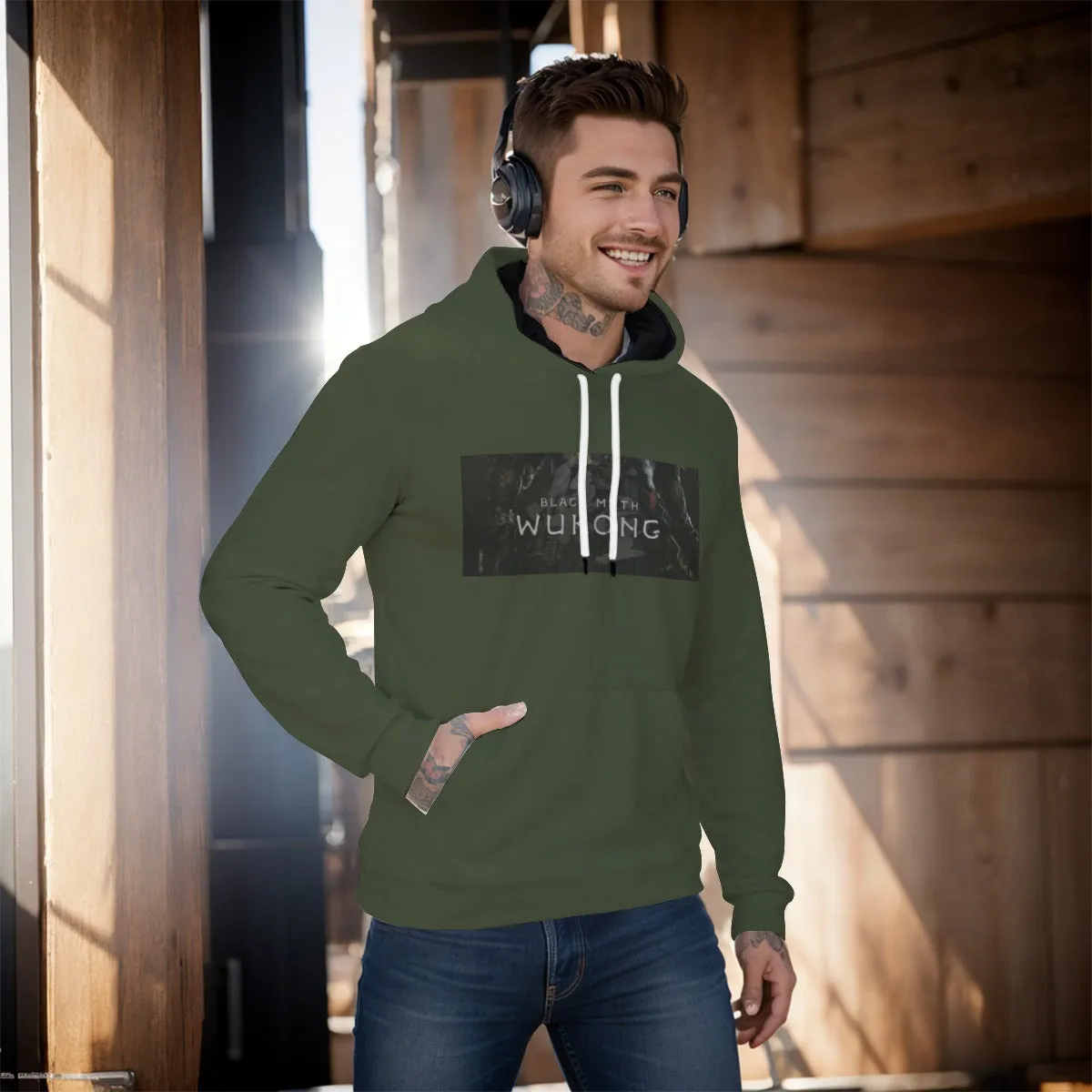 WuKong XIII Army Green All-Over Print Men's Pullover Hoodie sold by Archiify product image thumbnail 5