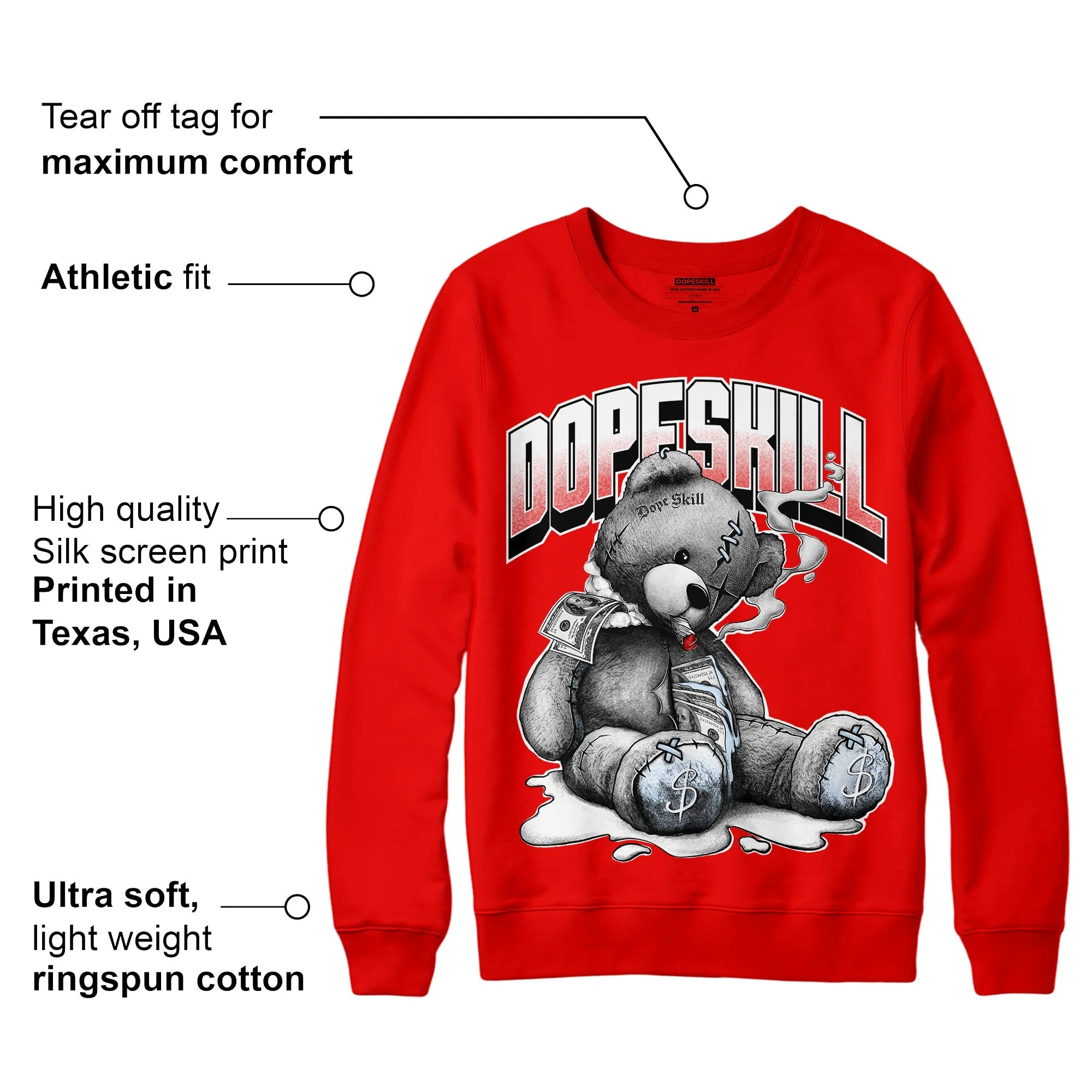Cherry 11s DopeSkill Varsity Red Sweatshirt Sick Bear Graphic sold by Archiify product image thumbnail 2