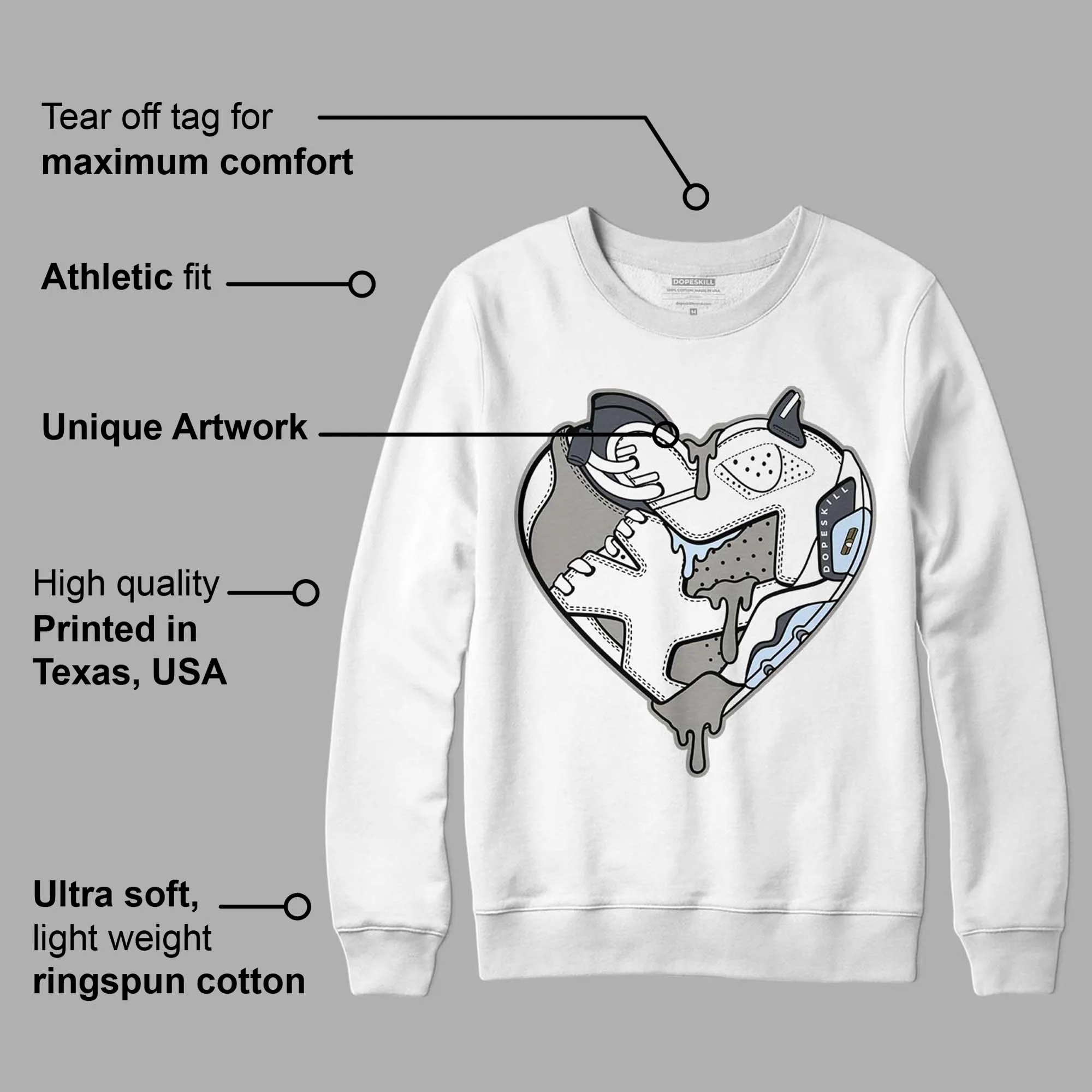 Cool Grey 6s DopeSkill Sweatshirt Heart AJ 6 Graphic sold by Archiify product image thumbnail 3